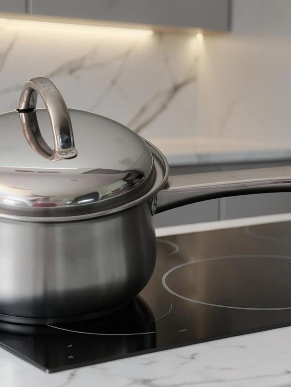 2 Quart Chef's Mark Cookware Stainless Steel Saucepan Bell-Shaped Body With Lid.